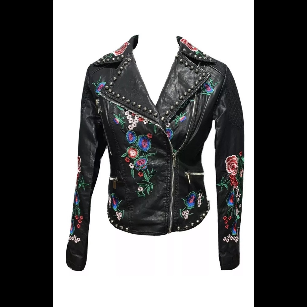 Numero Brand Black Moto Faux Leather Jacket Sz XS